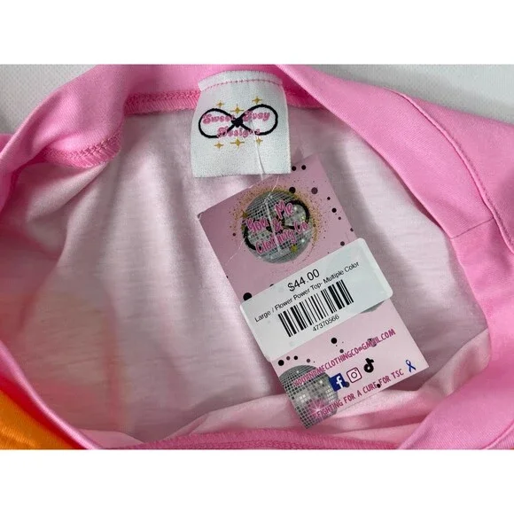 Flower Power Women Large Shirt Pink Multi Color Floral Pattern Casual NWT - Picture 6 of 8